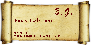 Benek Gyöngyi névjegykártya